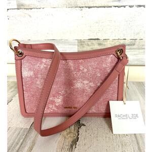 Rachel Zoe Womens Pink White Washed Twill Flap Shoulder Crossbody Bag NWT